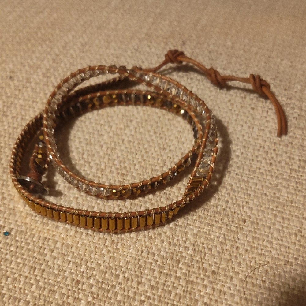 Victoria Emerson Gold and Brown Wrap Bracelet
